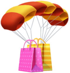 Shopping bag parachuting